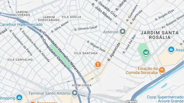 Mapa do bairro Vila Santana, Sorocaba - SP