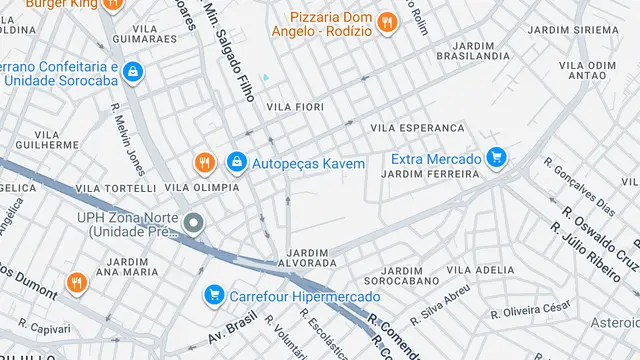 Mapa do bairro Vila São Bernardo, Sorocaba - SP