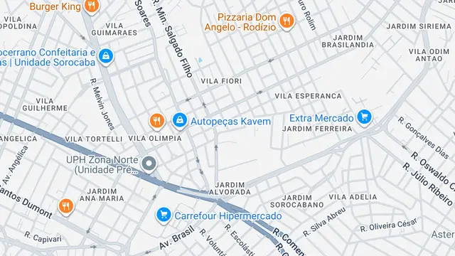 Mapa do bairro Vila Sônia, Sorocaba - SP