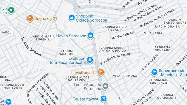 Mapa do bairro Vila Teodolinda, Sorocaba - SP